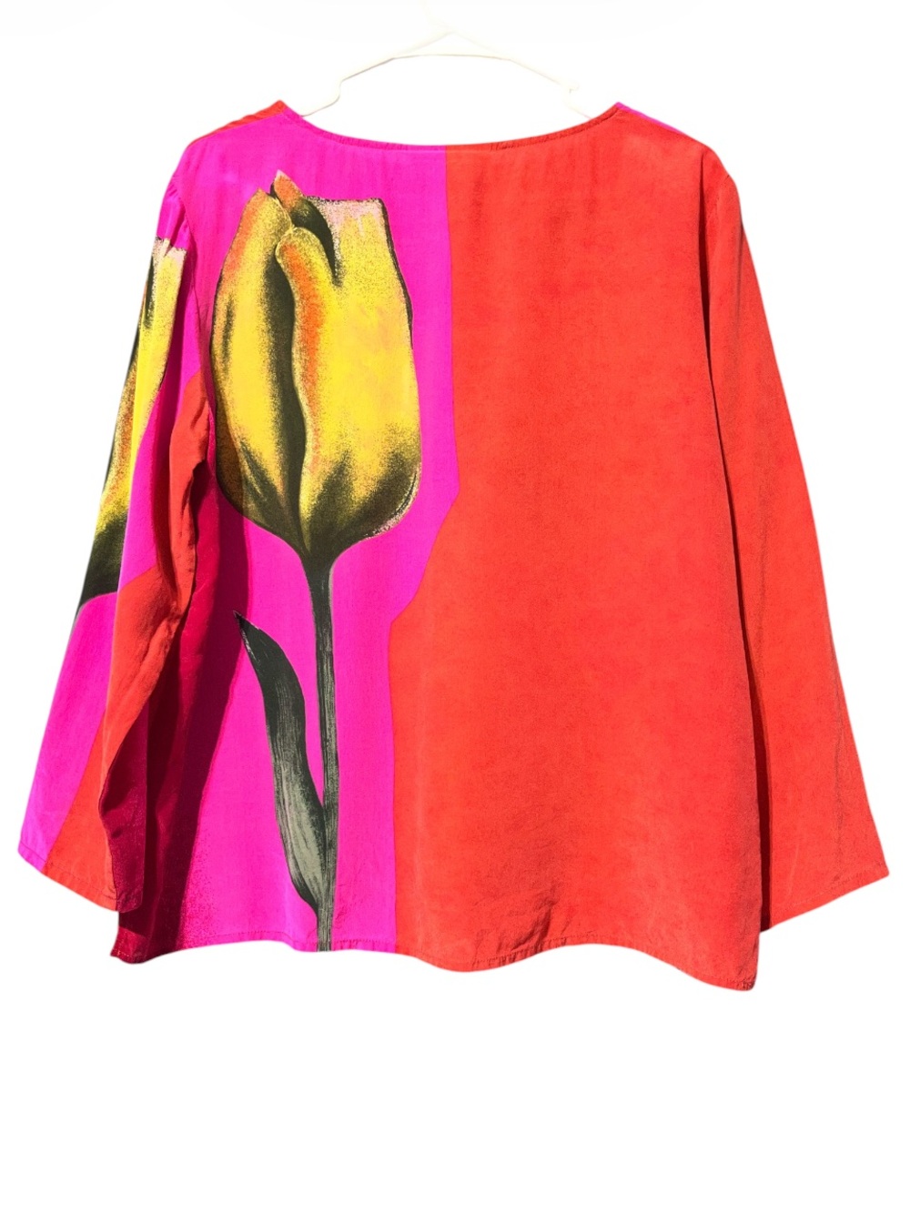 Diane Von Furstenberg Red & Pink Tulip-Print Long Sleeve Top